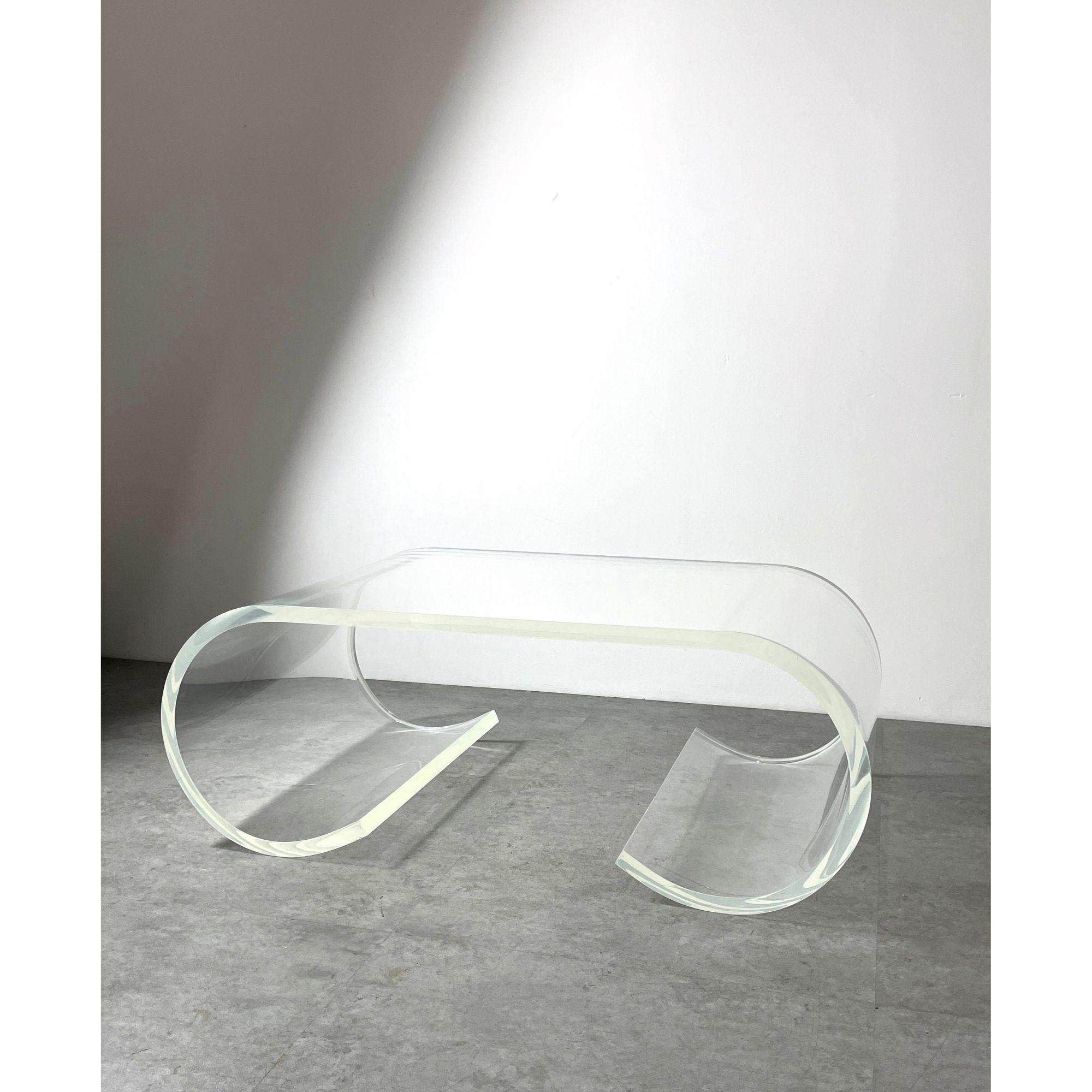 Vintage Lucite Scroll Coffee Table in the Style of Karl Springer, circa 1970s 1