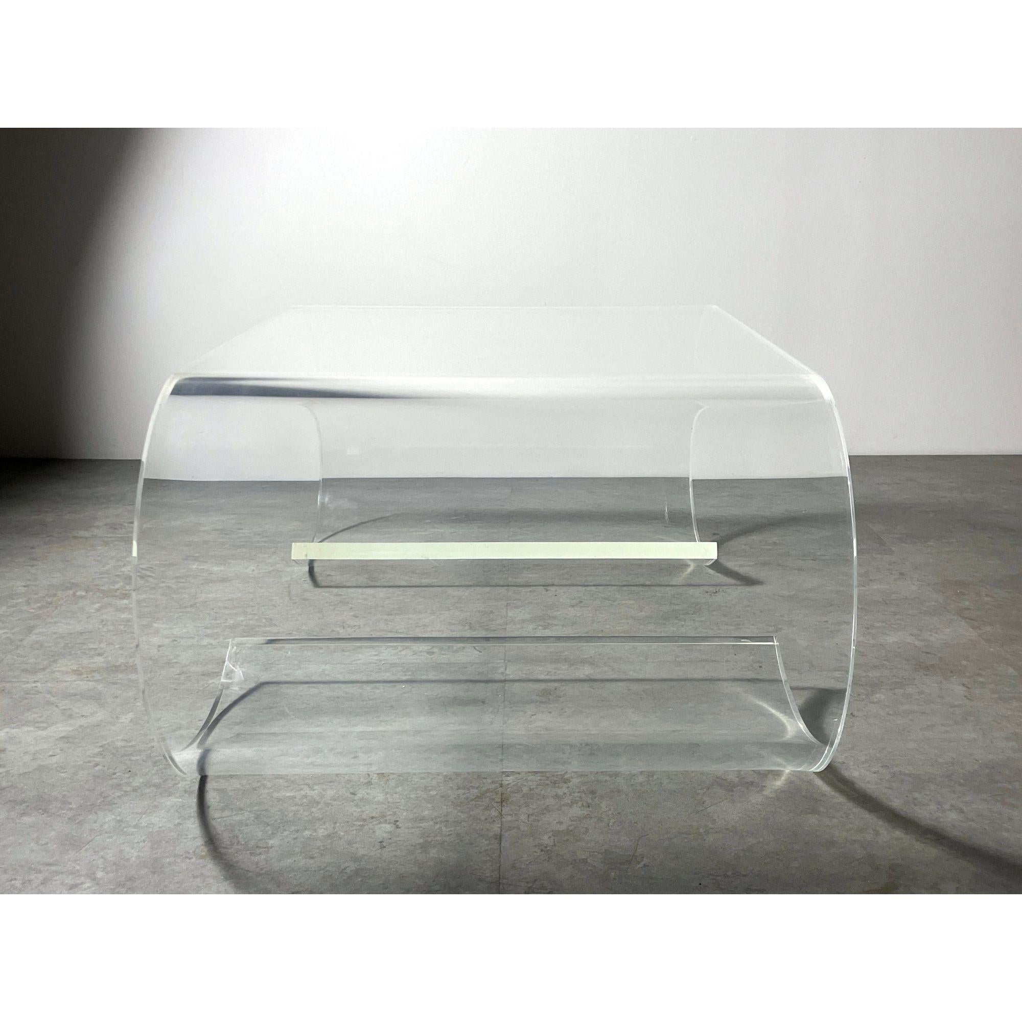 Vintage Lucite Scroll Coffee Table in the Style of Karl Springer, circa 1970s 2