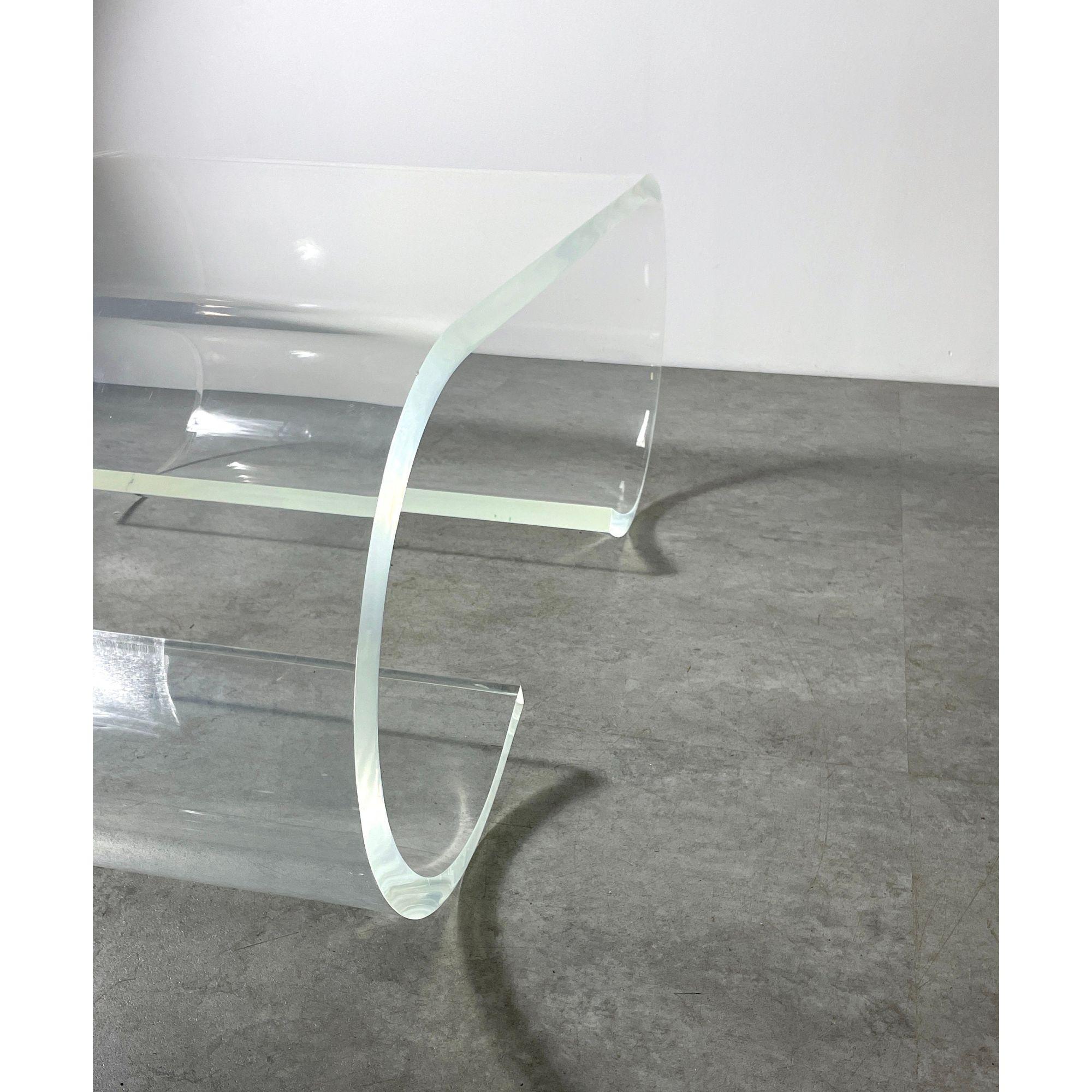 Vintage Lucite Scroll Coffee Table in the Style of Karl Springer, circa 1970s 3