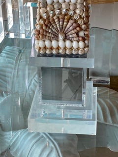 Vintage Lucite Shell Seashell Mirror Obelisk