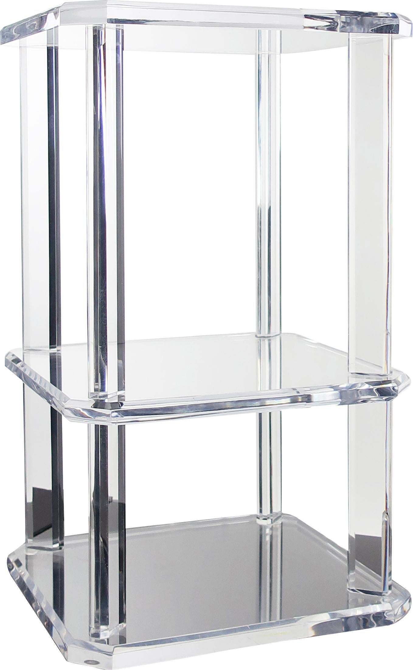 Mid-Century Modern Vintage Lucite Side Table and Shelf