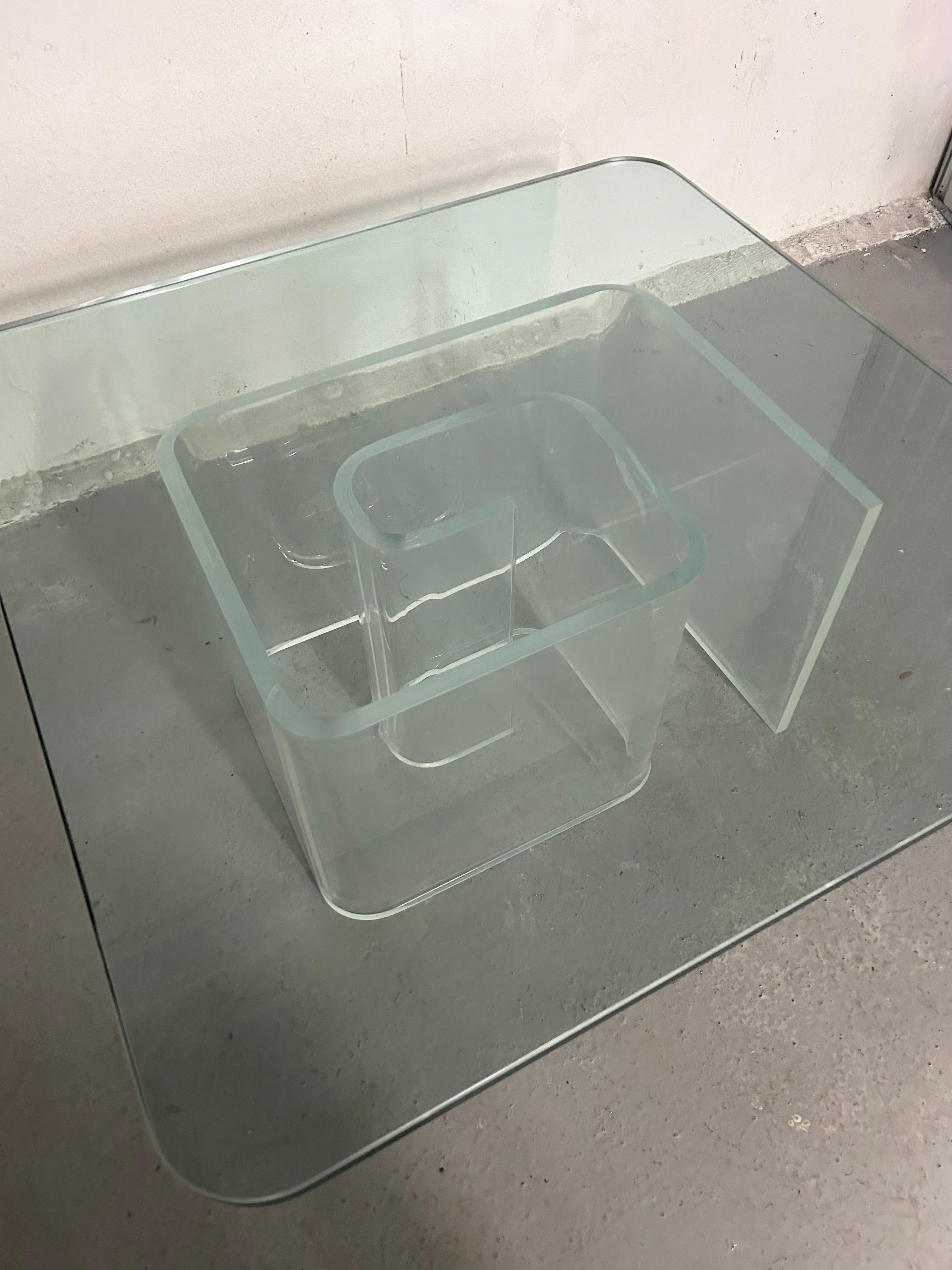 Late 20th Century Vintage Lucite Snail and Glass Coffee Table