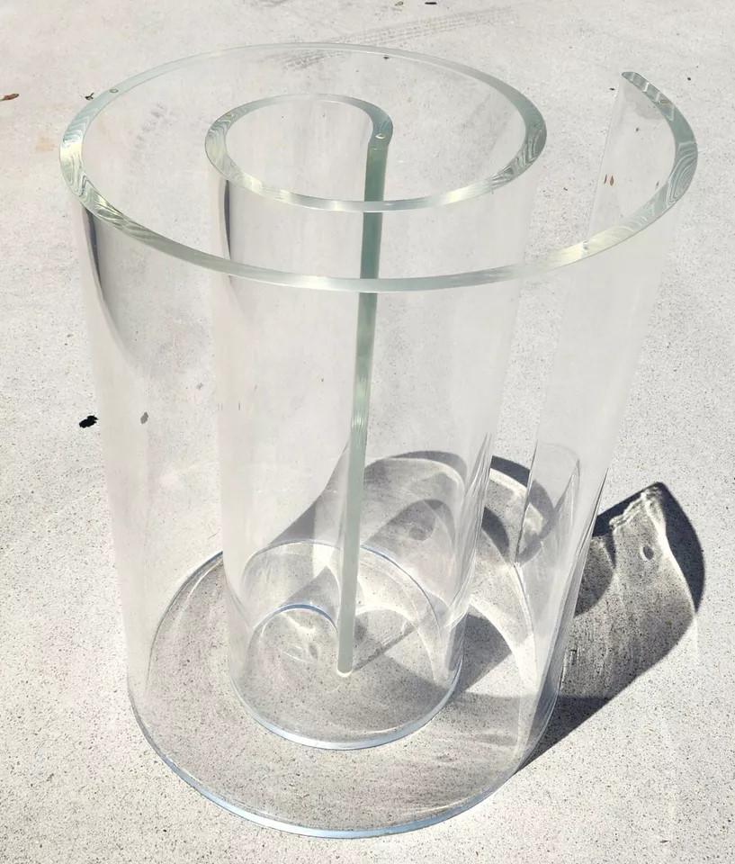Vintage Lucite Swirl Dining Table Base In Good Condition For Sale In Lake Worth, FL