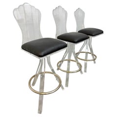 Taburetes de bar giratorios Lucite Vintage - Juego de 3