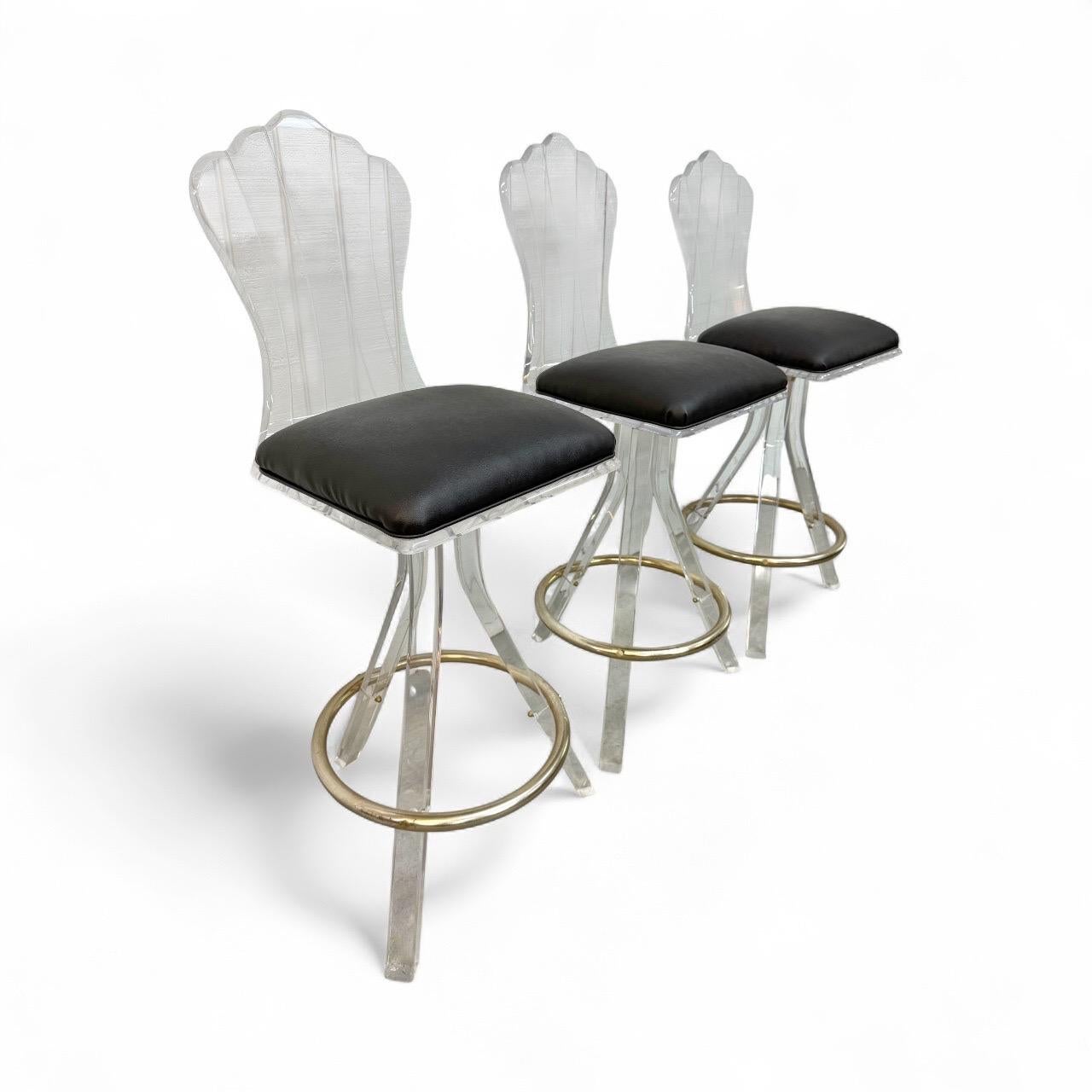 Taburetes de bar giratorios Lucite Vintage - Juego de 3