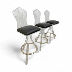 Taburetes de bar giratorios Lucite Vintage - Juego de 3
