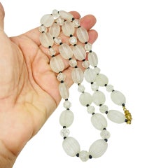 Vintage lucite textured beaded designer necklace