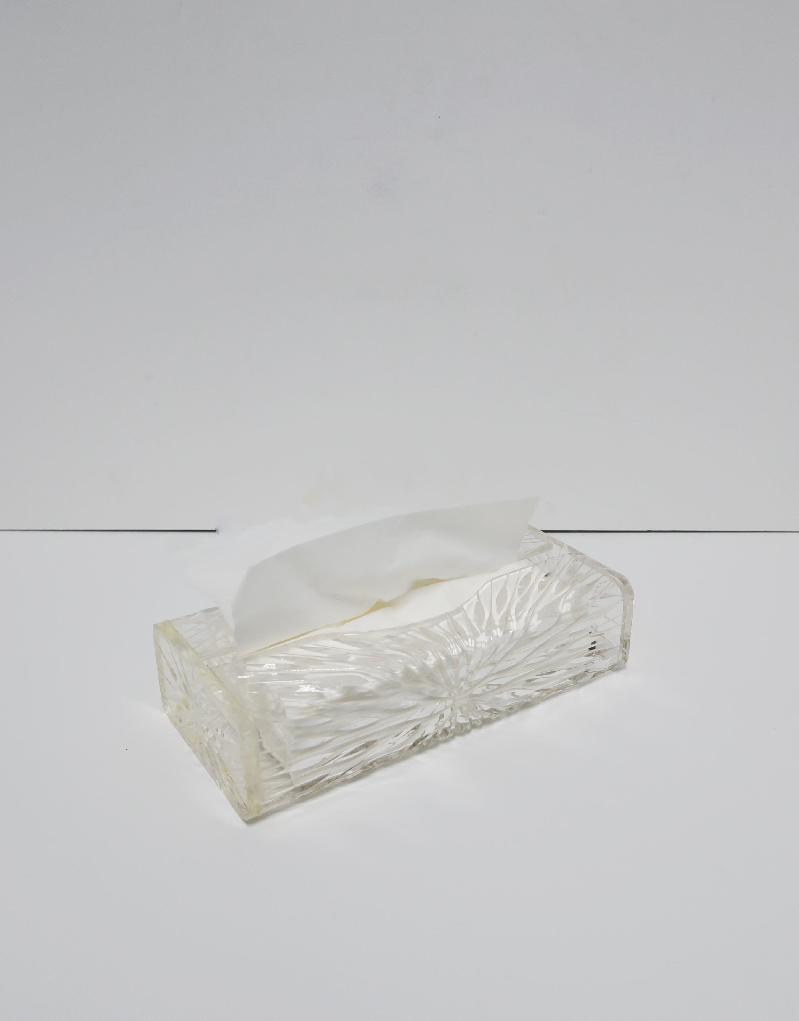 American Lucite Tissue Box Cover Holder by Wilardy For Sale