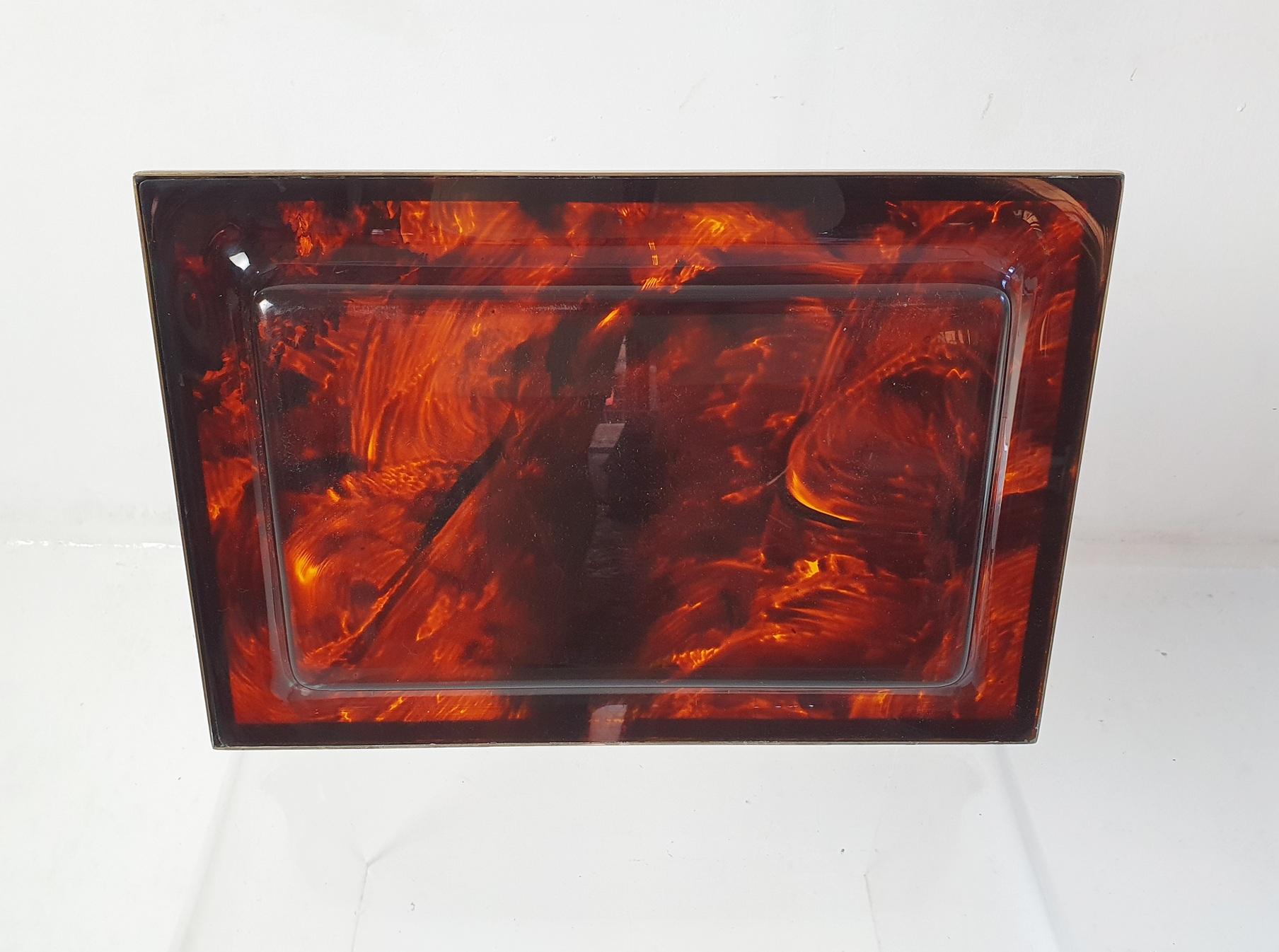 Italian VIntage Lucite Tray in Faux Tortoise Italy For Sale