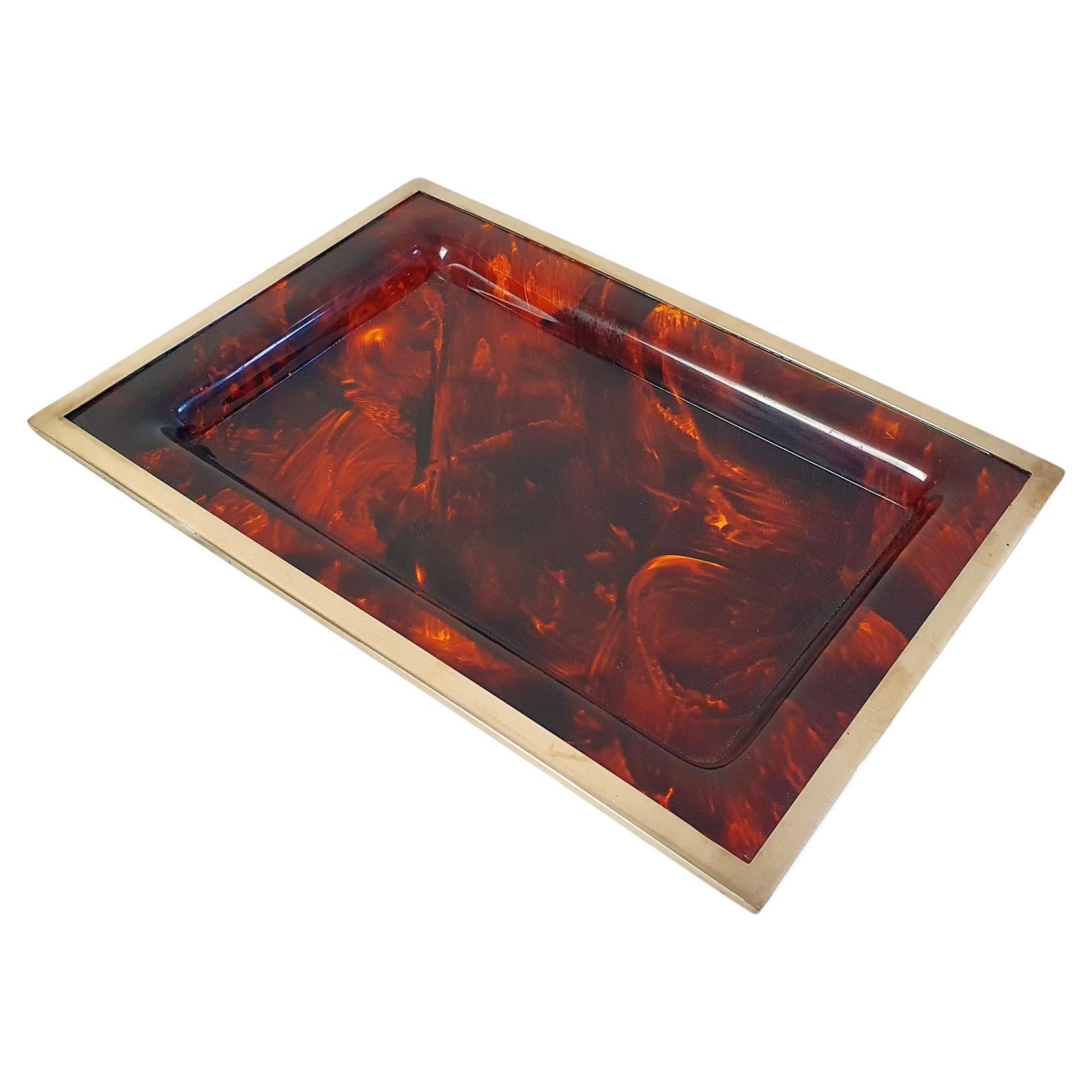 VIntage Lucite Tray in Faux Tortoise Italy For Sale