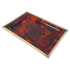 Vintage Lucite Tray in Faux Tortoise Italy