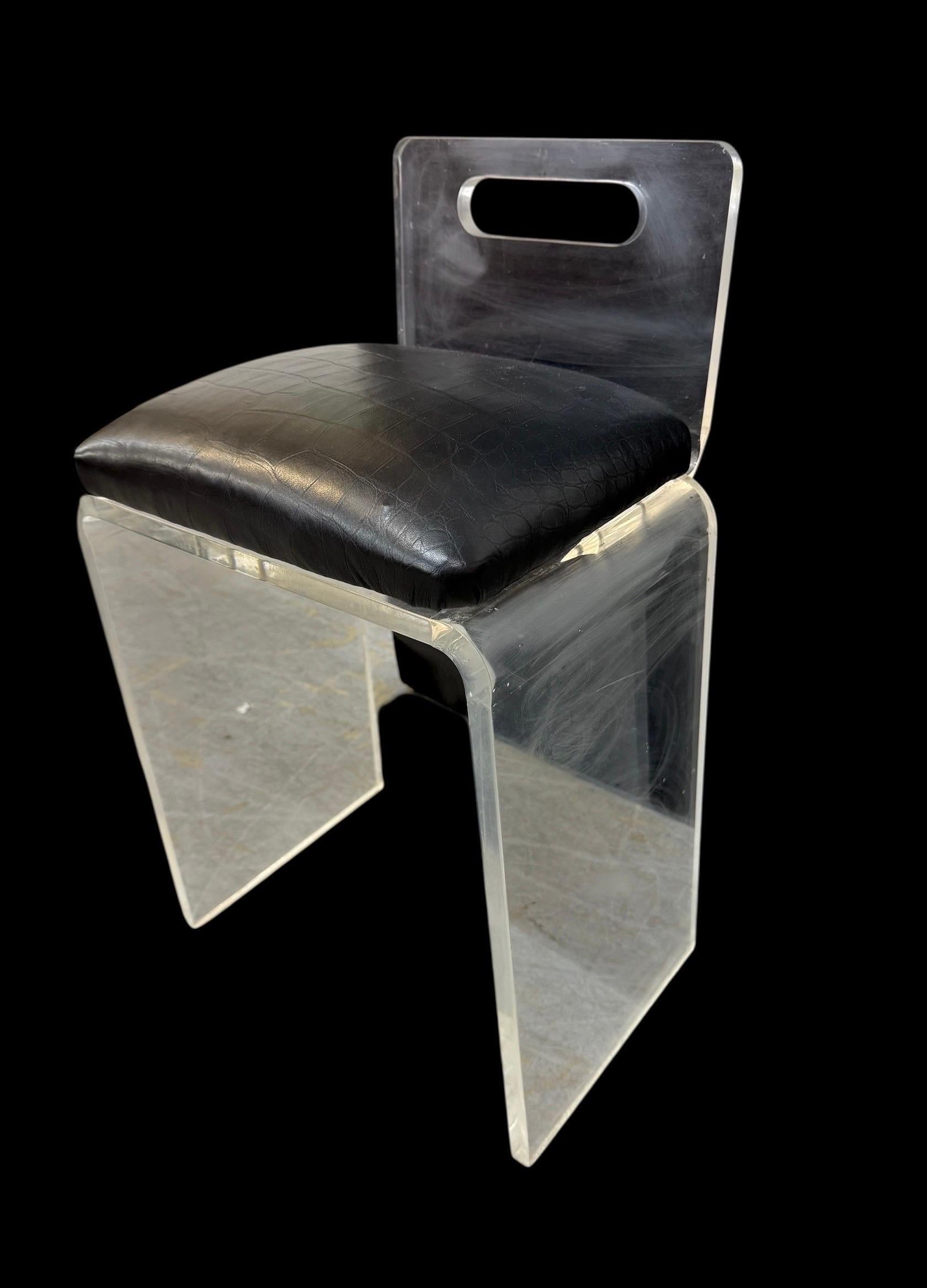 Post-Modern Vintage Lucite Vanity Stool For Sale