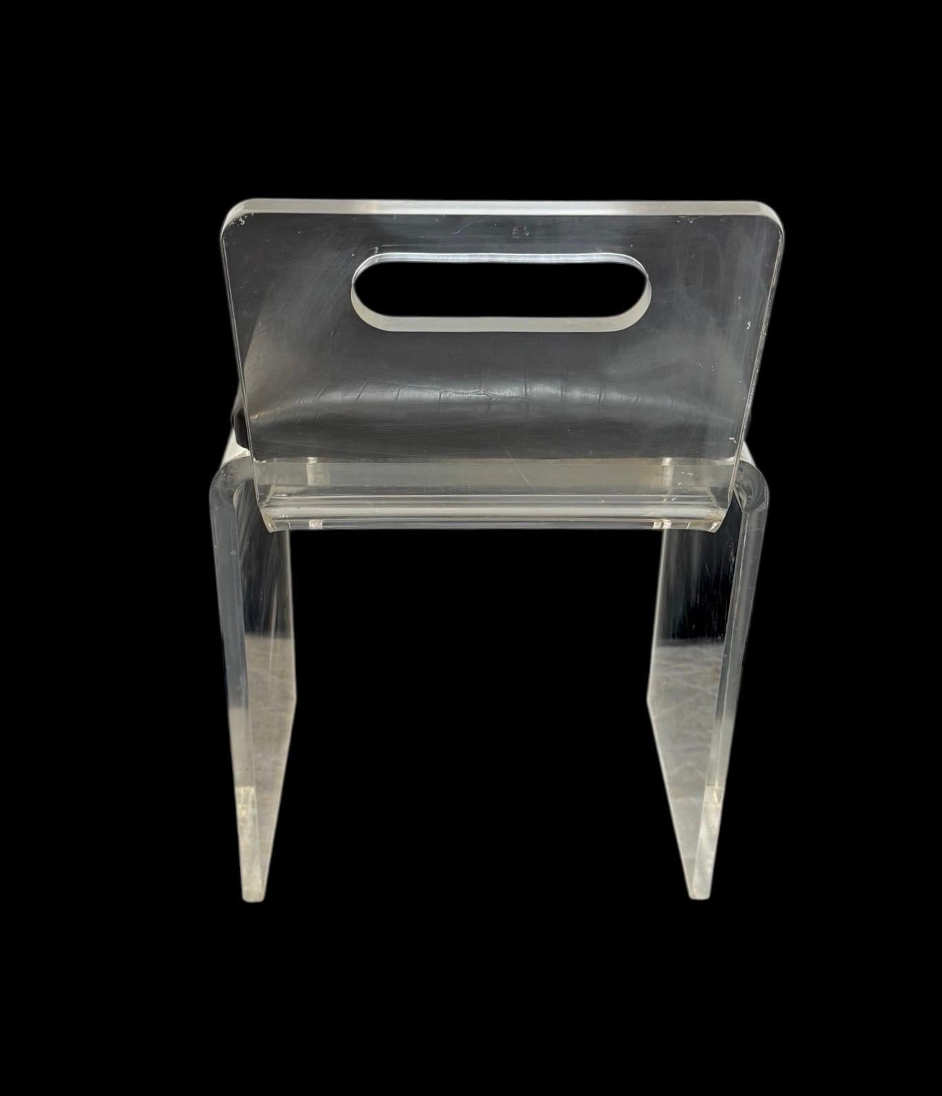 Late 20th Century Vintage Lucite Vanity Stool For Sale