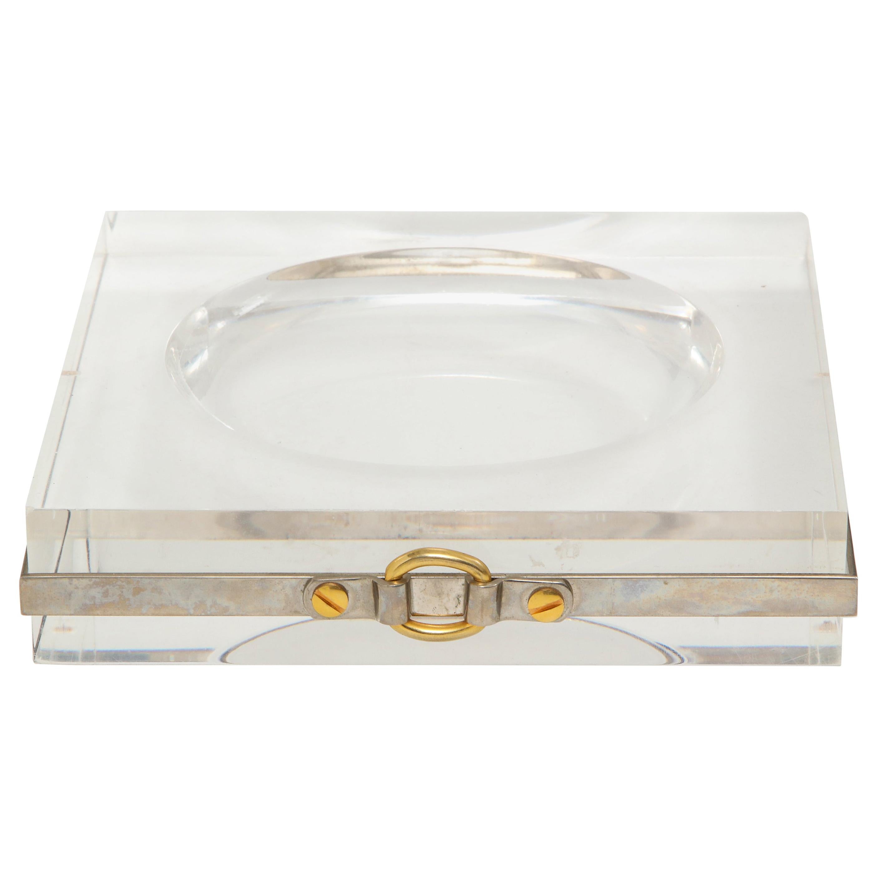 Vintage Lucite Vide Poche with Buckle Detail, in Style of Maria Pergay, France