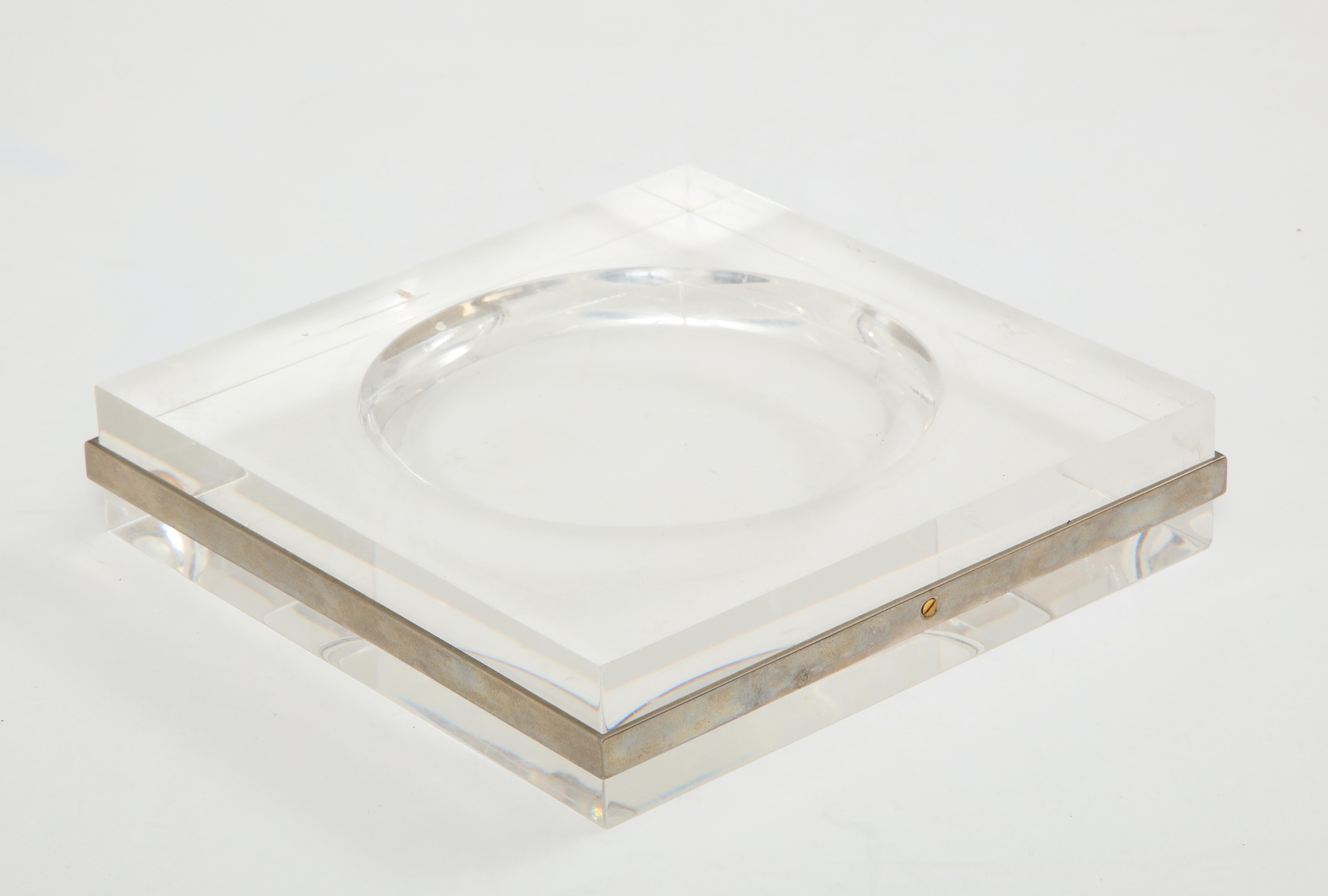 Mid-Century Modern Vintage Lucite Vide Poche with Buckle Detail, in Style of Maria Pergay, France