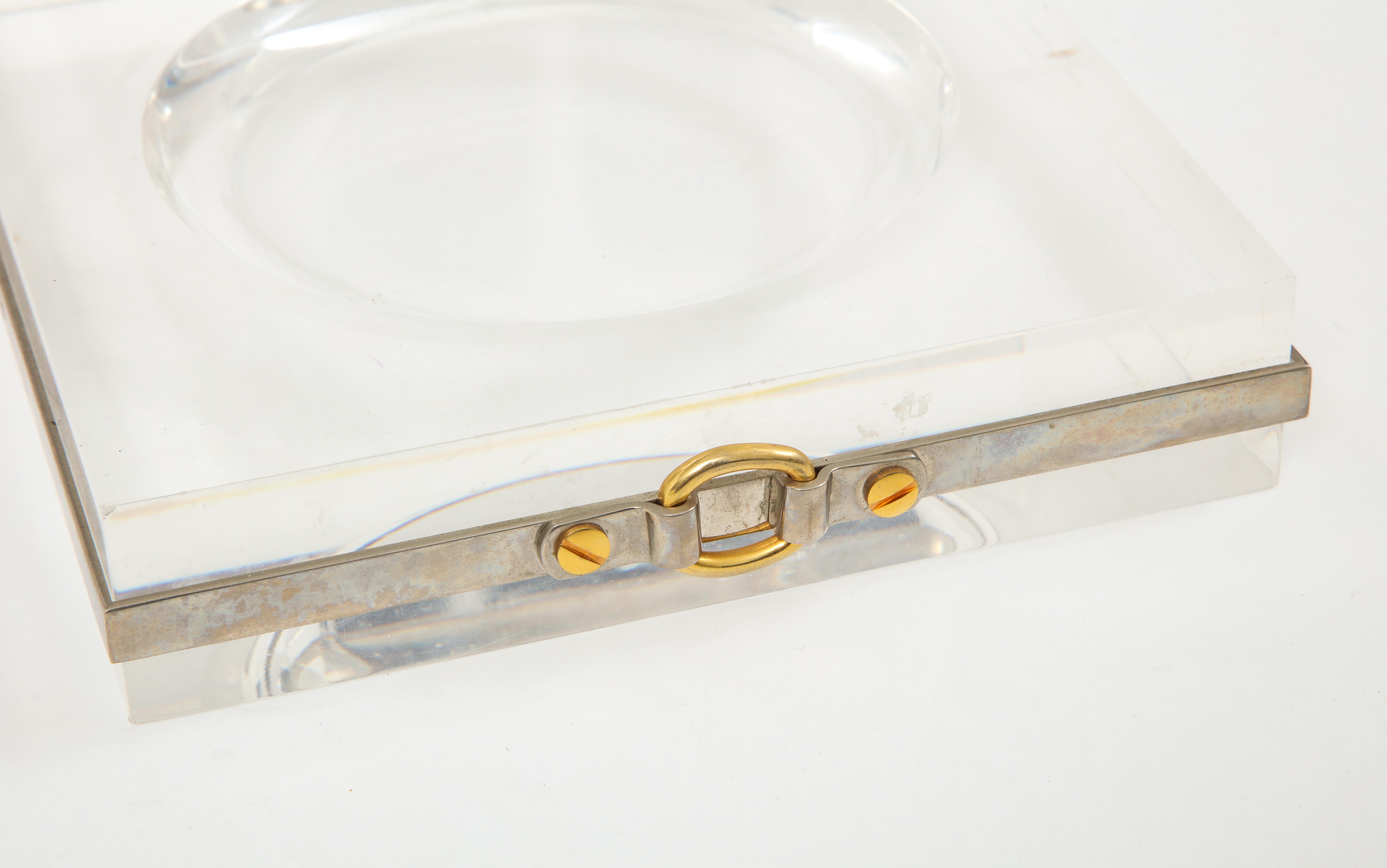 Vintage Lucite Vide Poche with Buckle Detail, in Style of Maria Pergay, France In Good Condition In New York City, NY