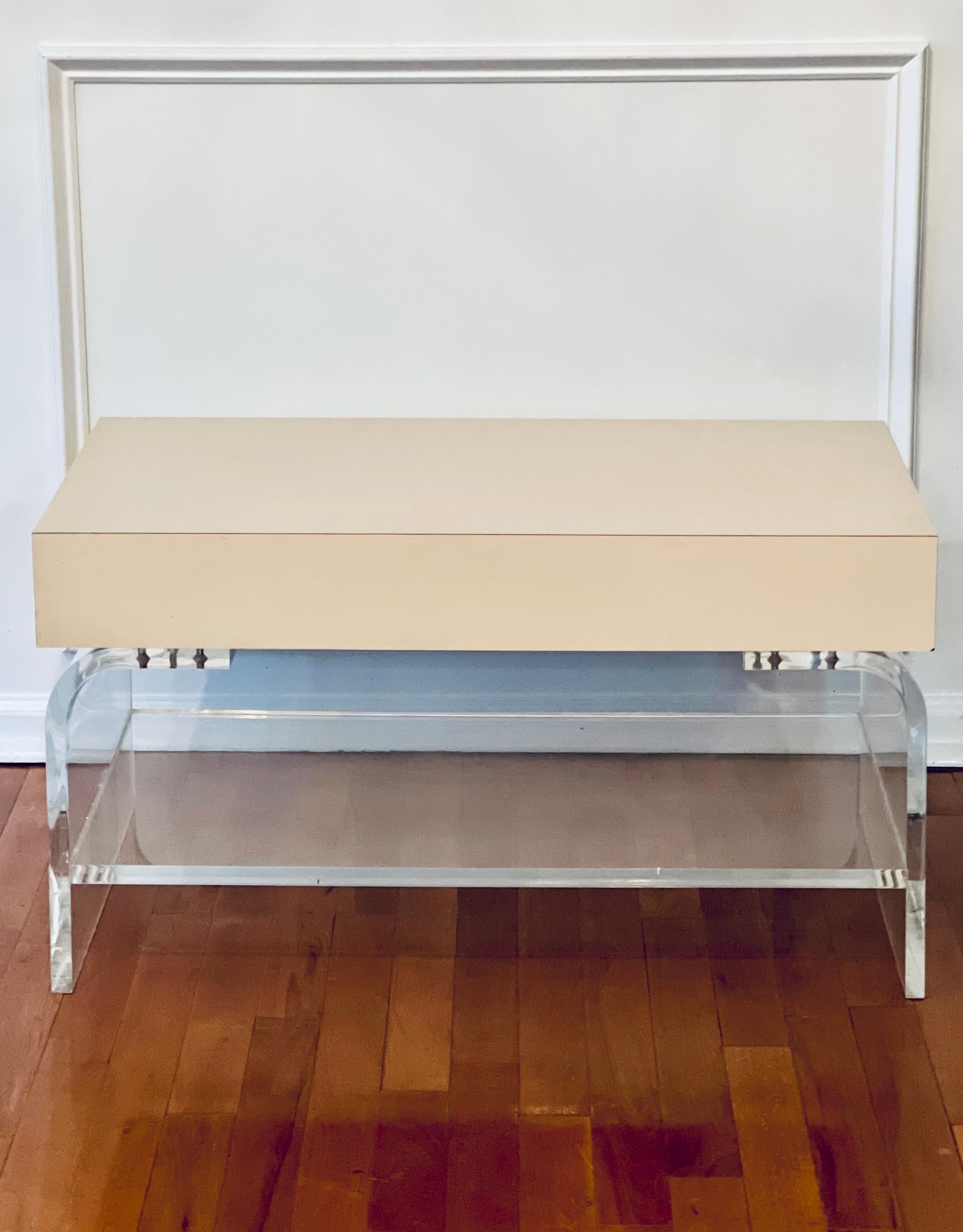lucite waterfall coffee table