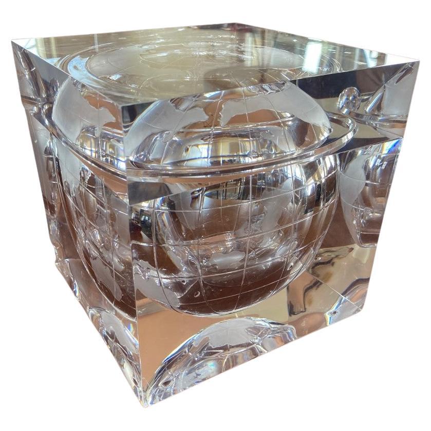 Vintage Lucite World Globe Ice Bucket by Alessandro Albrizzi 1960s Italy