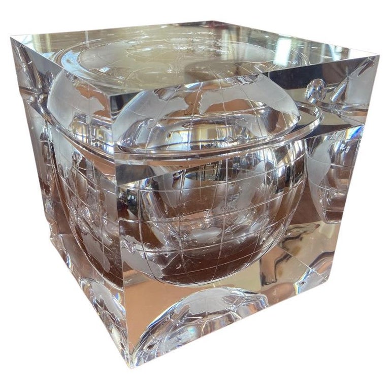 Vintage Lucite World Globe Ice Bucket by Alessandro Albrizzi 1960s Italy For Sale at 1stDibs
