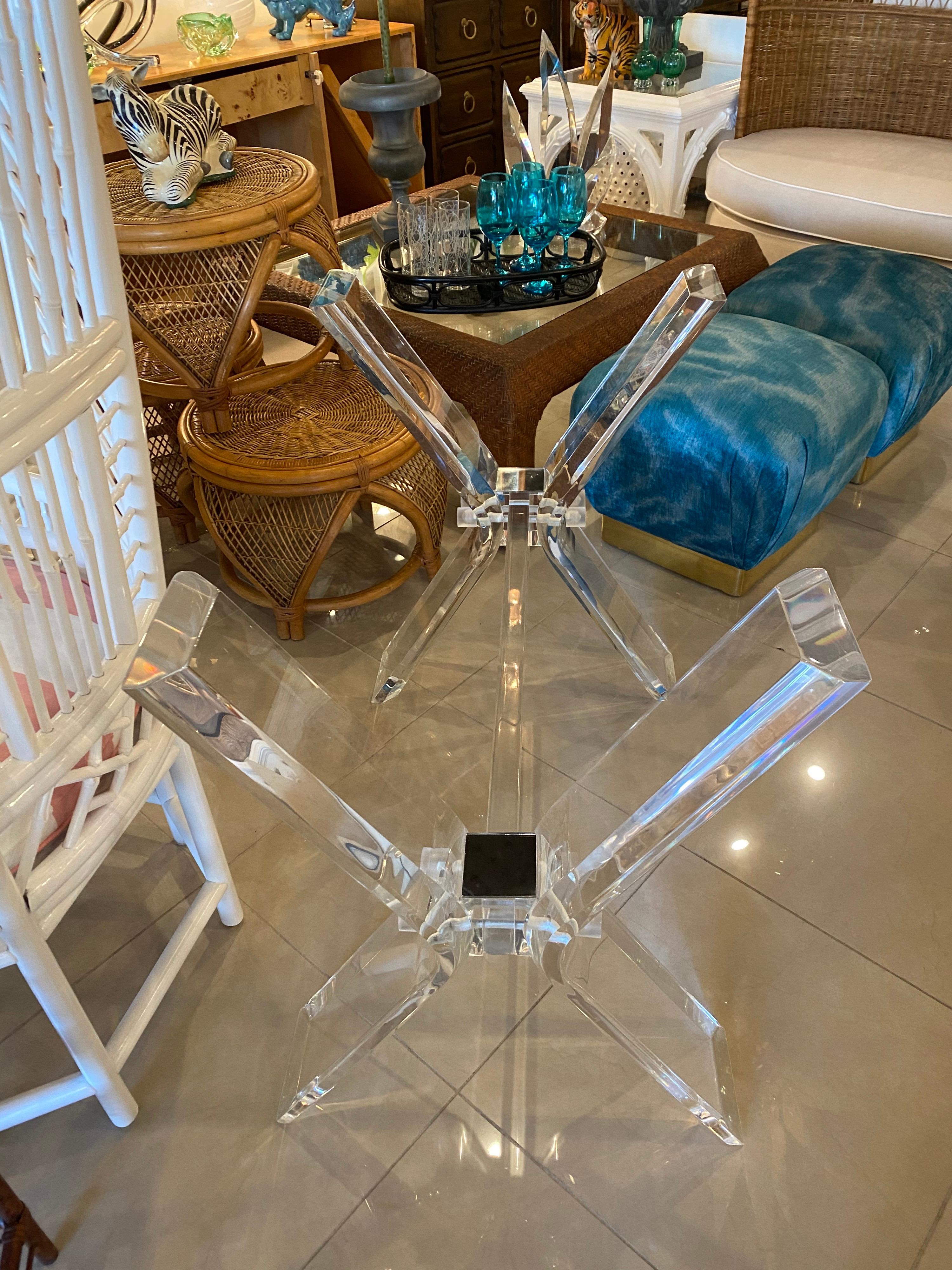 Vintage Lucite X-Base Dining Table or Desk Base In Good Condition In West Palm Beach, FL