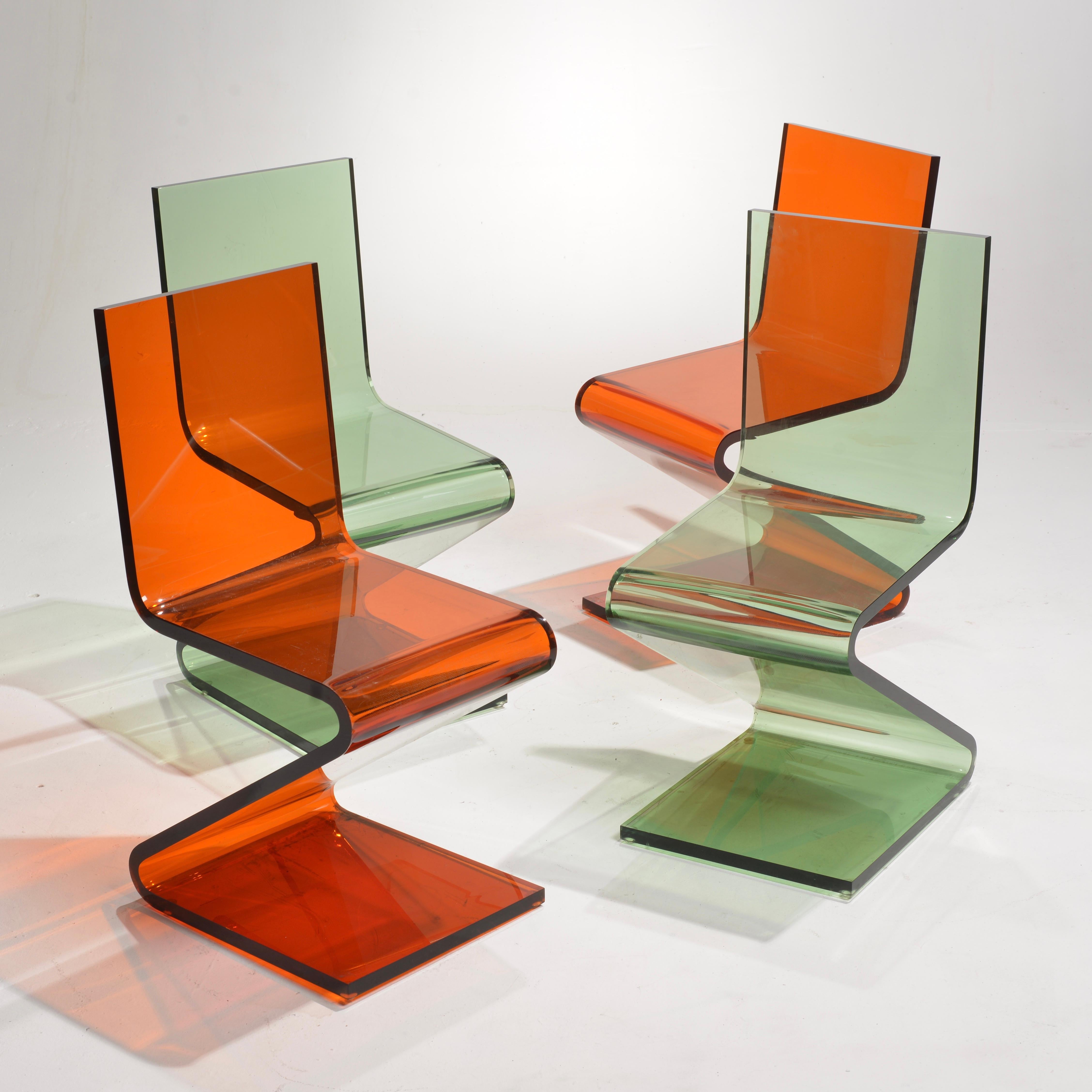 Vintage Lucite Z Table and Z Chairs by Shlomi Haziza for H Studio For Sale 8