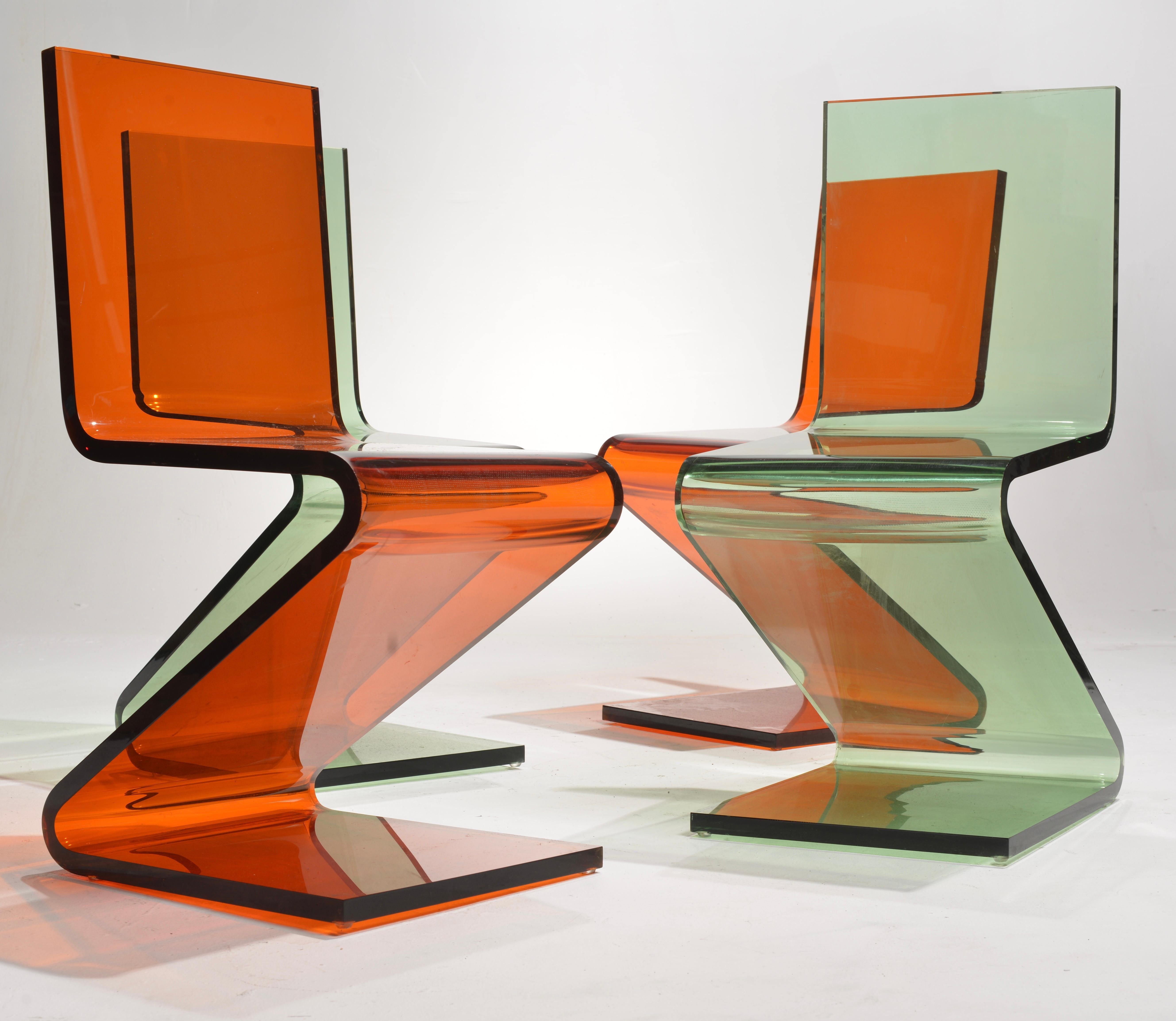 Vintage Lucite Z Table and Z Chairs by Shlomi Haziza for H Studio For Sale 9