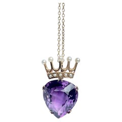 Vintage Luckenbooth Amethyst and 9 Carat Gold Pendant Necklace