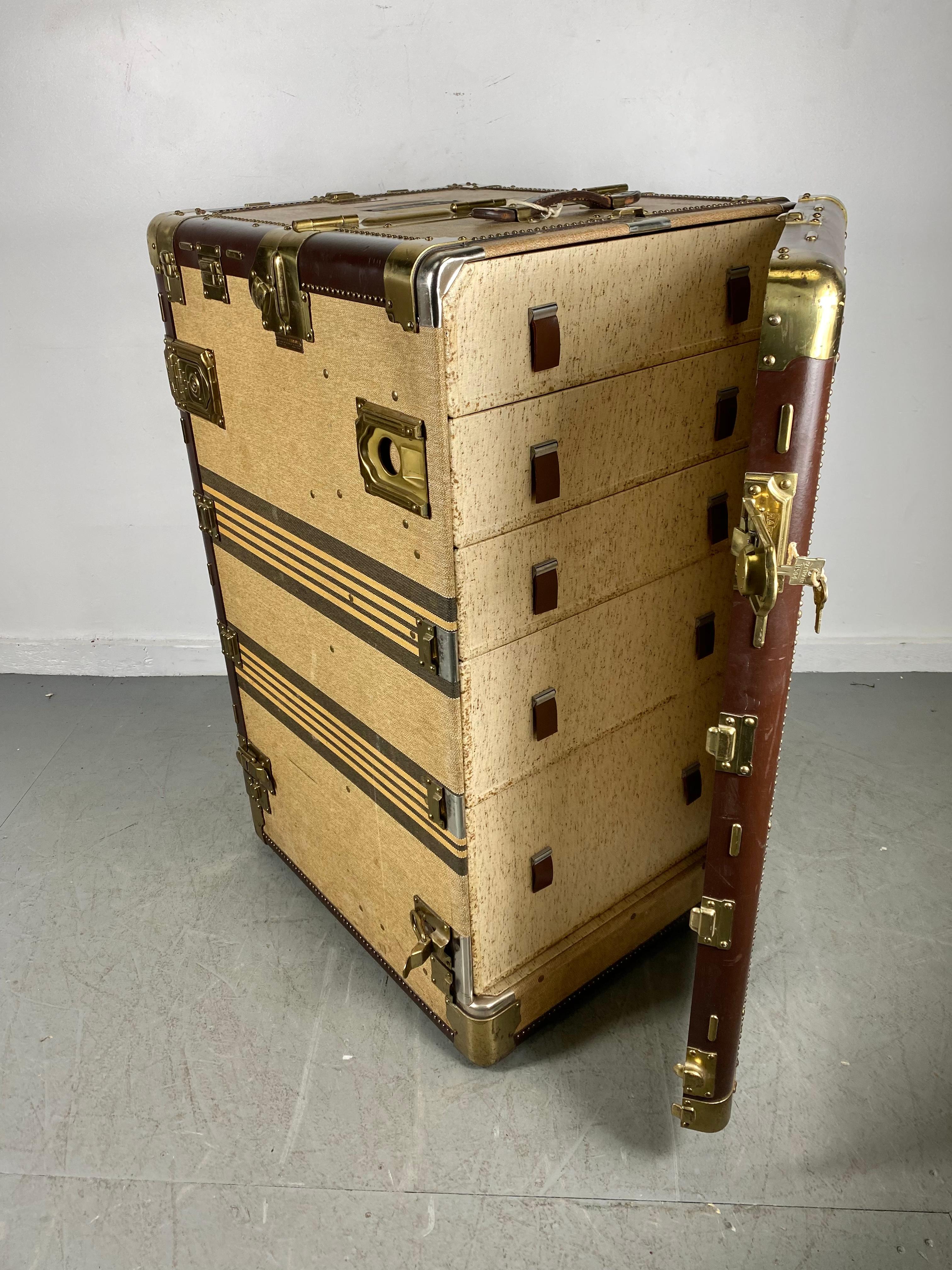 Brass Vintage Luggage Hartmann Wardrobe on Revolving Base Rare Pathfinder