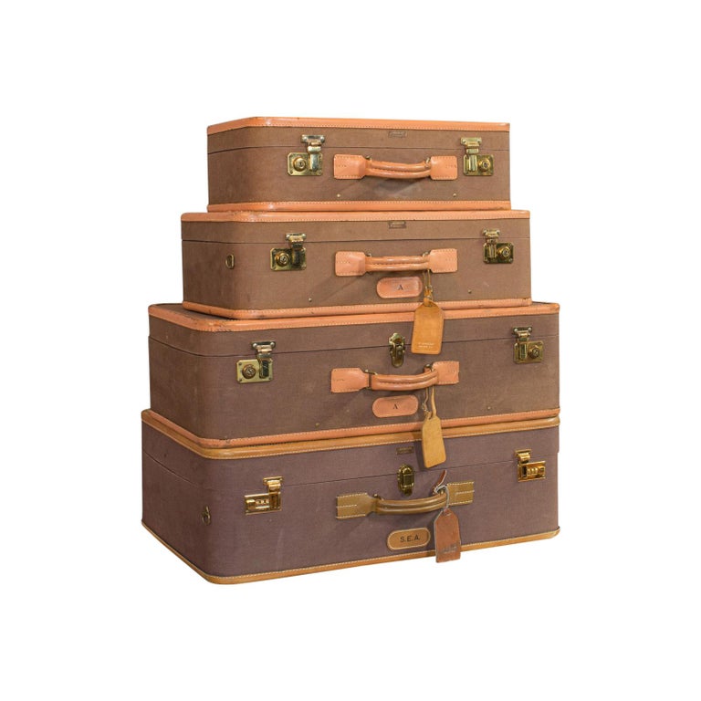 Vintage Luggage Set, American, Leather, Set of 4, Suitcase, T Anthony, New  York