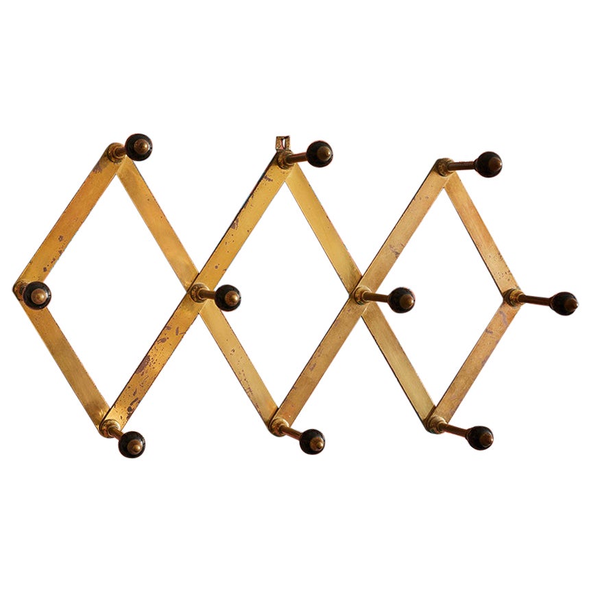 Vintage Luigi Caccia Dominioni Geometric Brass Coat Hanger, Italy, 1960s For Sale
