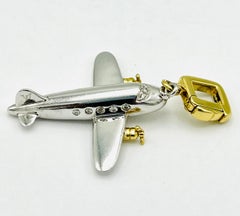 Vintage Luis Vuitton White and Yellow Gold, Diamond Airplane Charm