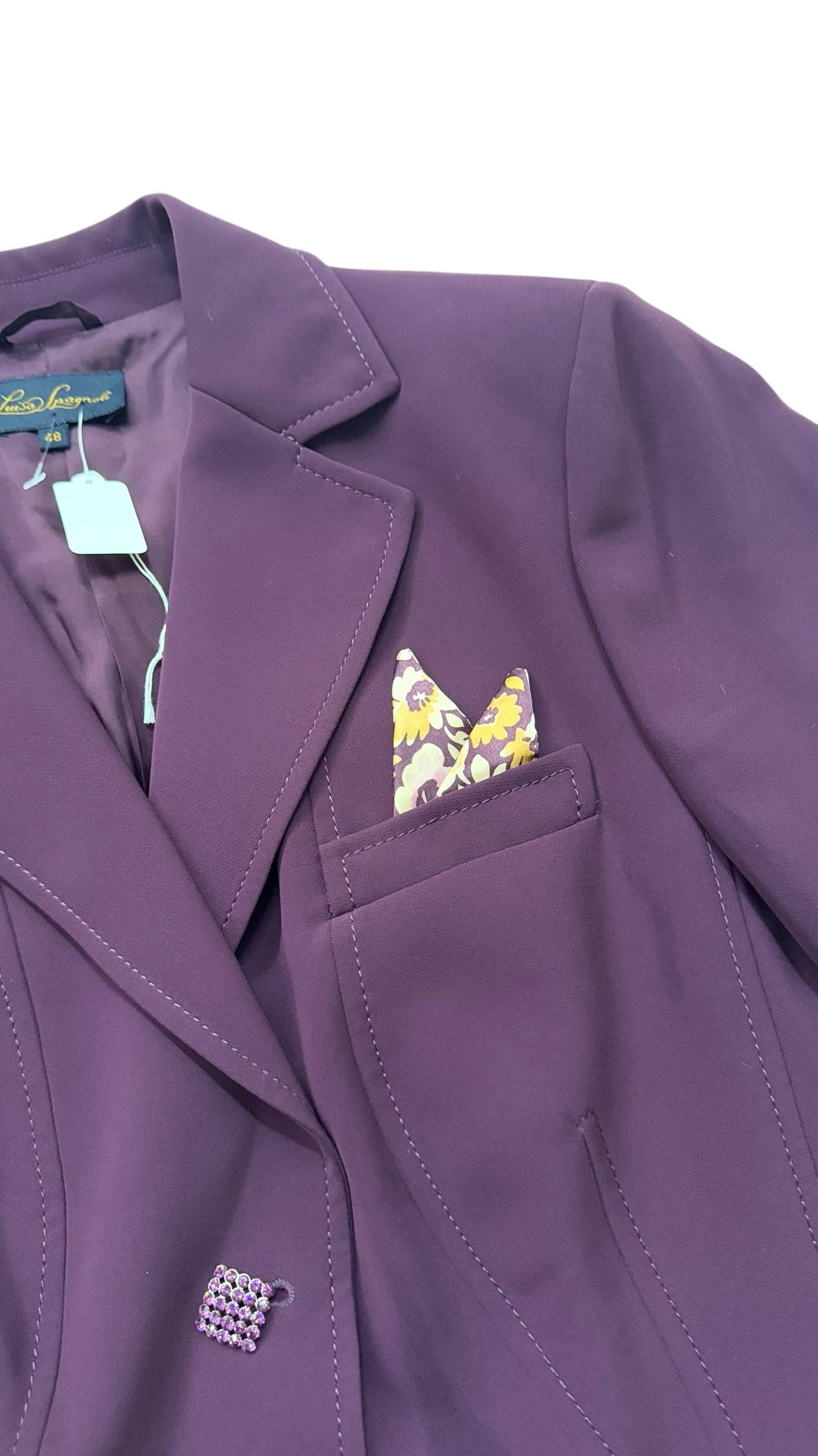 Black Vintage Luisa Spagnoli Tailored Purple Skirt Suit - We pay for import duty! in vendita