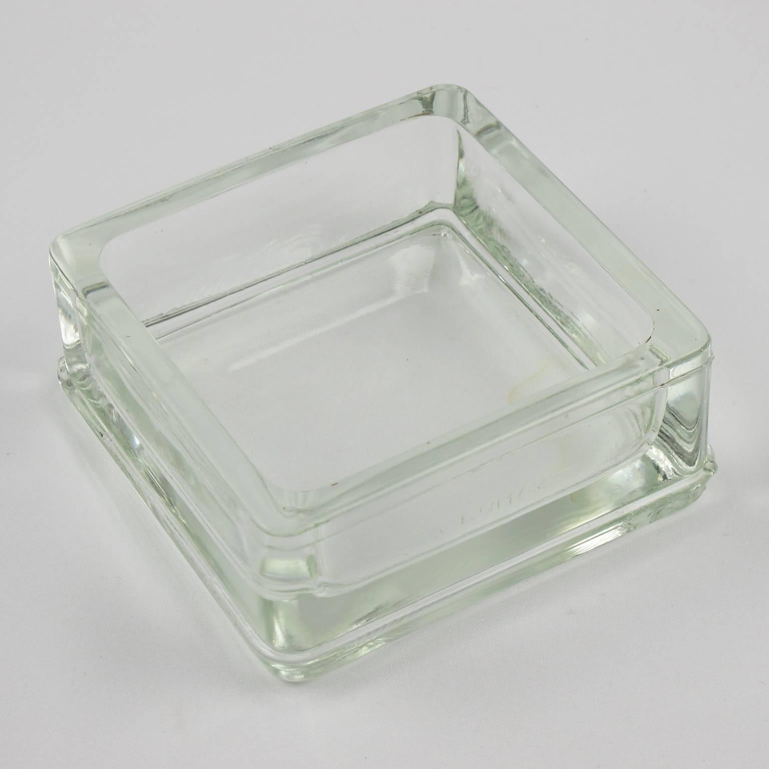 Designed by Le Corbusier for Lumax Molded Glass Desk Accessory Ashtray Catchall In Excellent Condition In Atlanta, GA