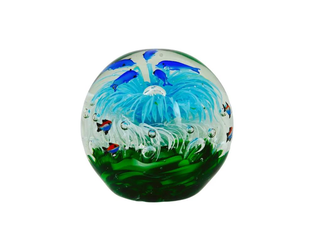 Vintage Luminous Blown Glass Aquarium Paperweight In Good Condition For Sale In New York, NY