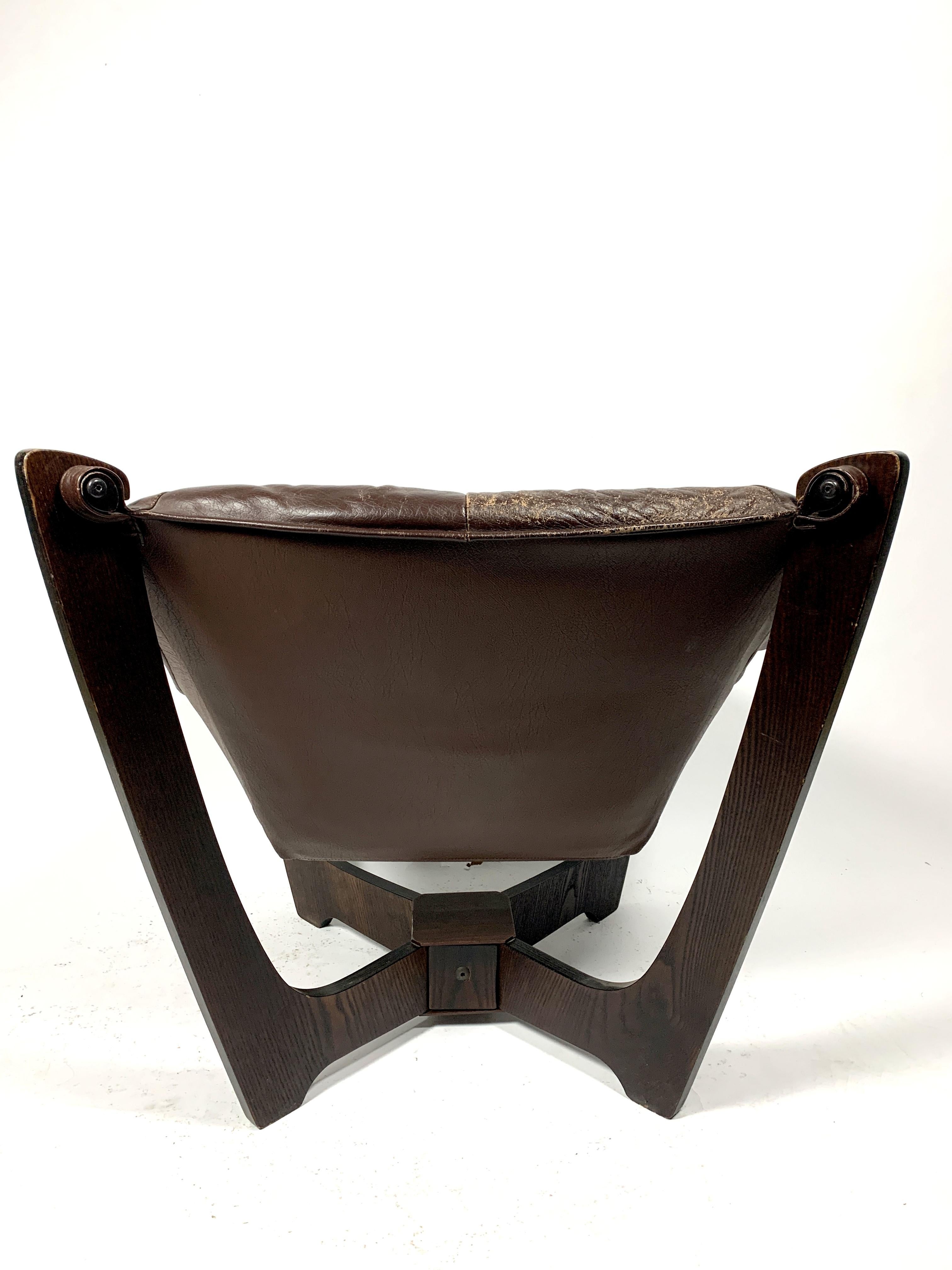 Vintage Luna Lounge Leather Chair by Odd Knutsen For Sale 2