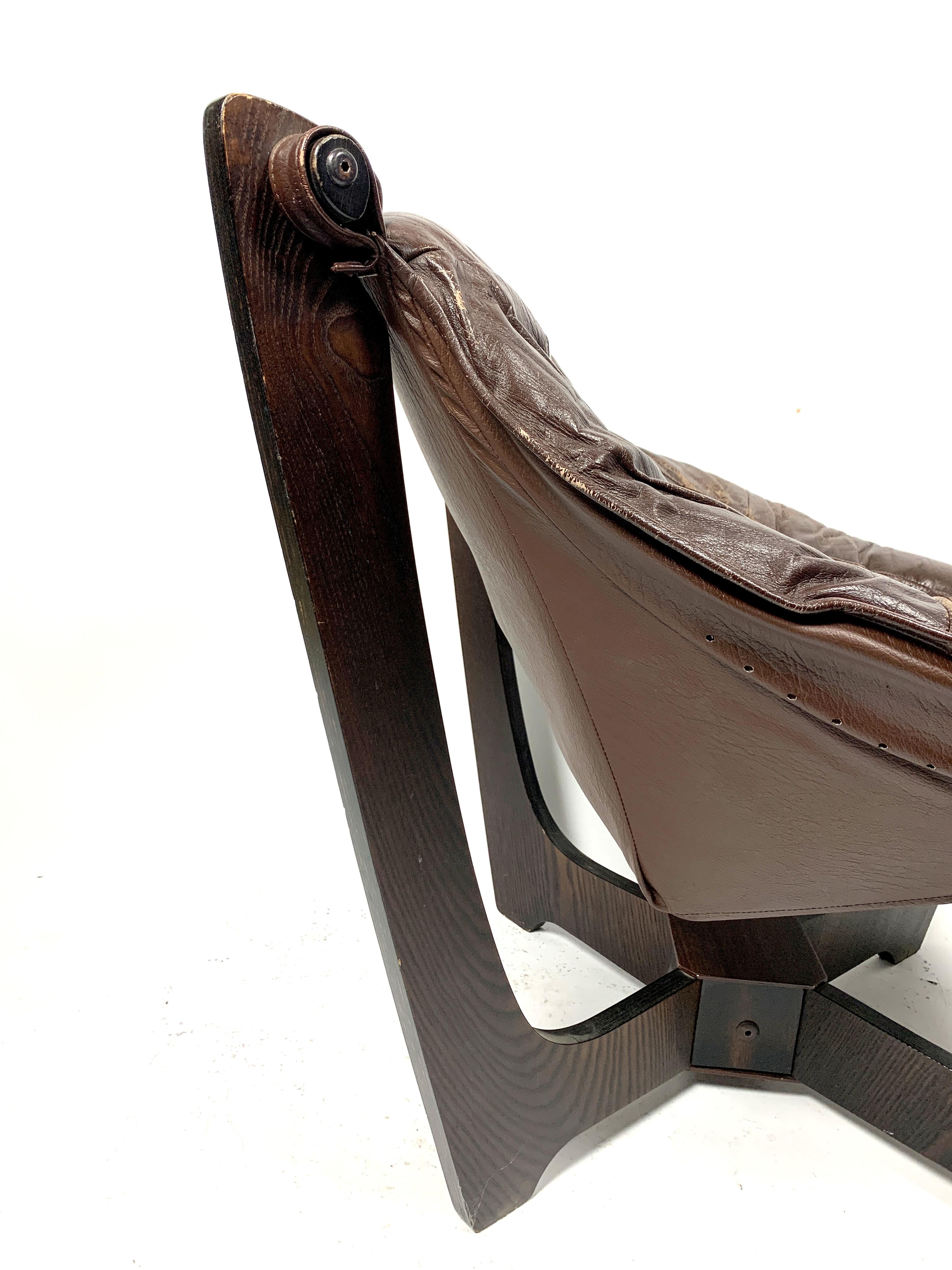 Late 20th Century Vintage Luna Lounge Leather Chair by Odd Knutsen For Sale
