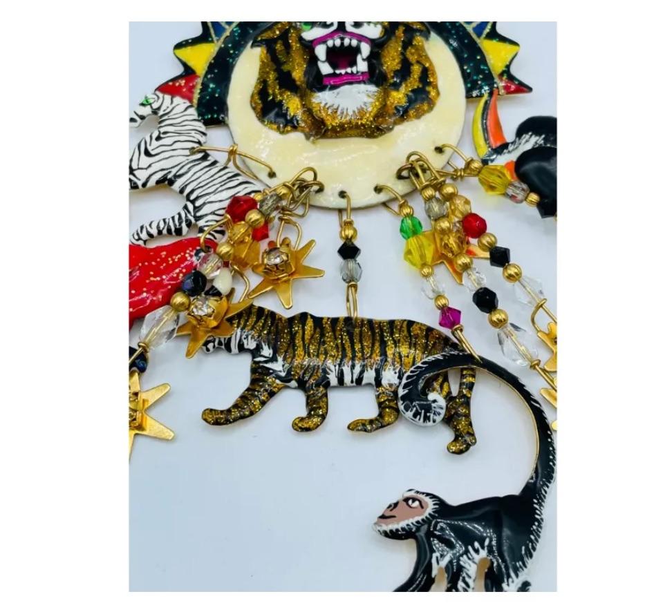 Vintage Lunch at the Ritz Animal Safari Tiger Themed Brooch/ Pendant For Sale 2