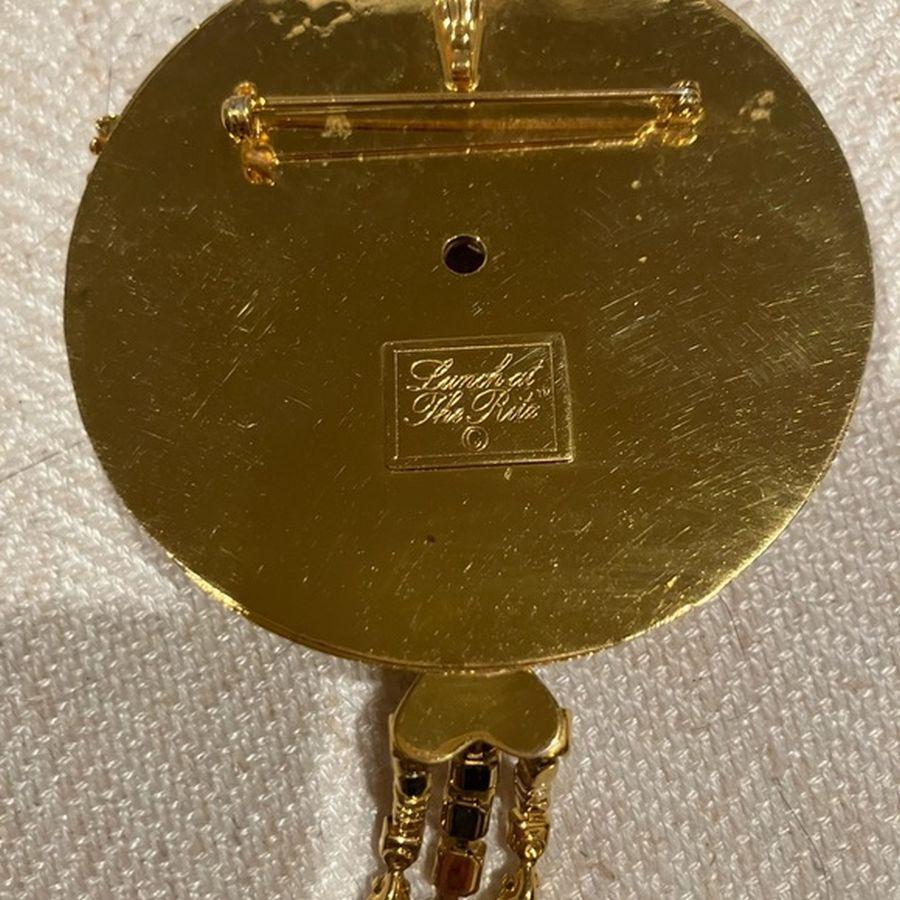 Modernist Vintage Lunch at the Ritz Designer Signed Statement Musical Brooch Pin Pendant For Sale