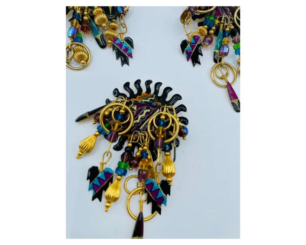 Vintage Lunch at the Ritz Native American Theme Earring Brooch/Pendant Set For Sale 7