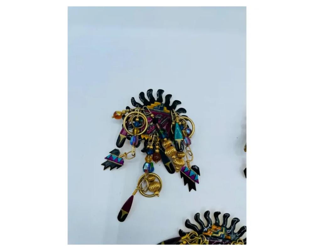 Vintage Lunch at the Ritz Native American Theme Earring Brooch/Pendant Set For Sale 2