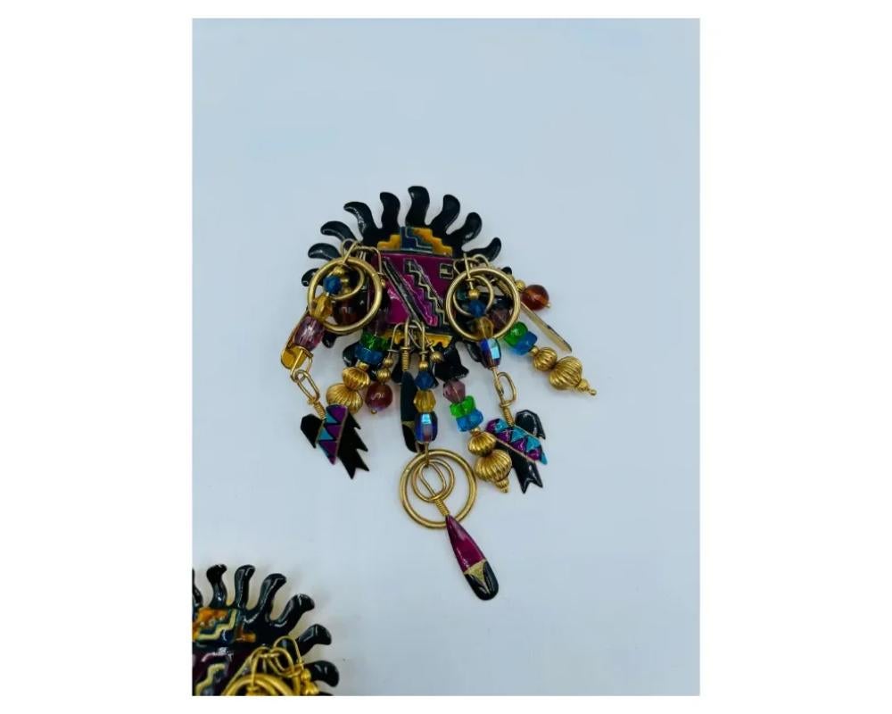 Vintage Lunch at the Ritz Native American Theme Earring Brooch/Pendant Set For Sale 4