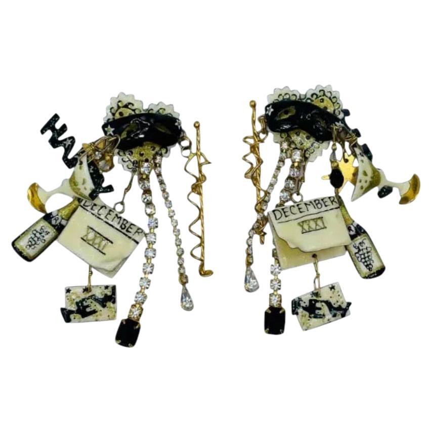 Vintage Lunch at the Ritz New Year Party Themed Earrings For Sale