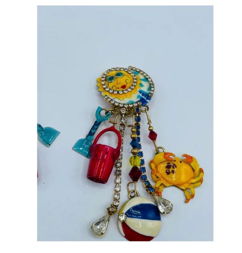 Women's Vintage Lunch At the Ritz Sun Beach Themed Earrings For Sale