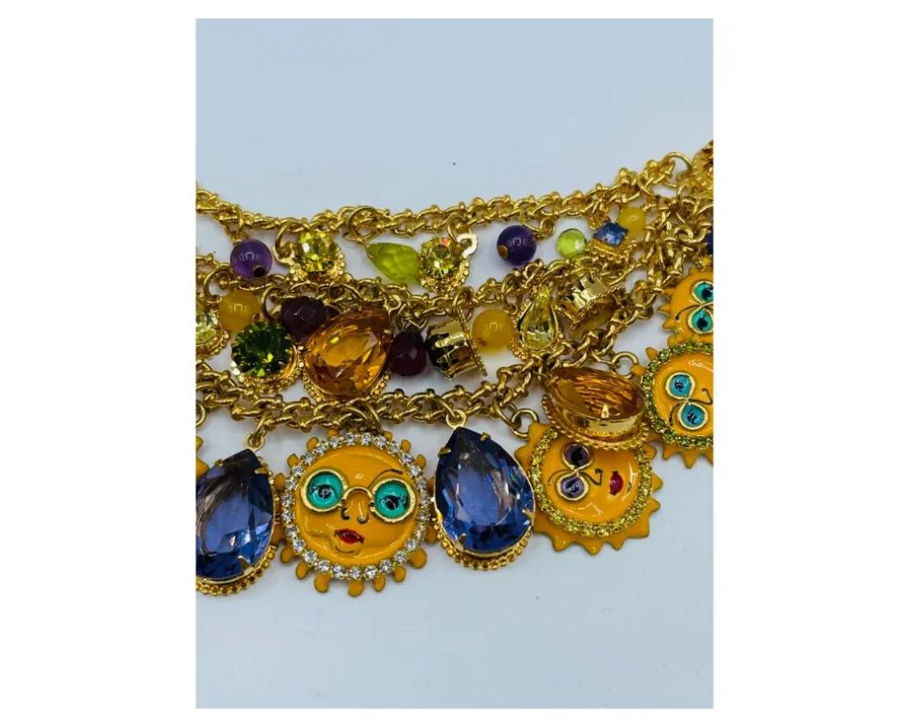 Vintage Lunch at the Ritz Sun Themed Bracelet In Good Condition For Sale In New York, NY