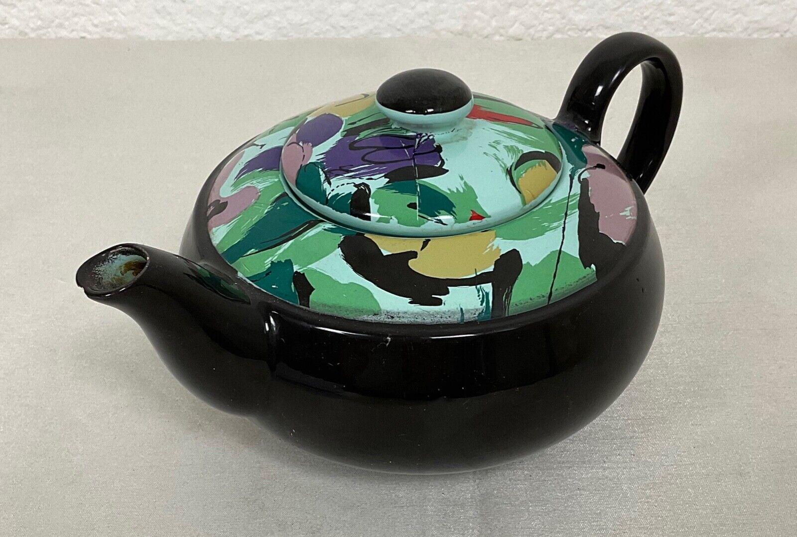 Tetera Vintage Luneville France - Cerámica marrón con detalles de colores - 2Y505 en venta 1