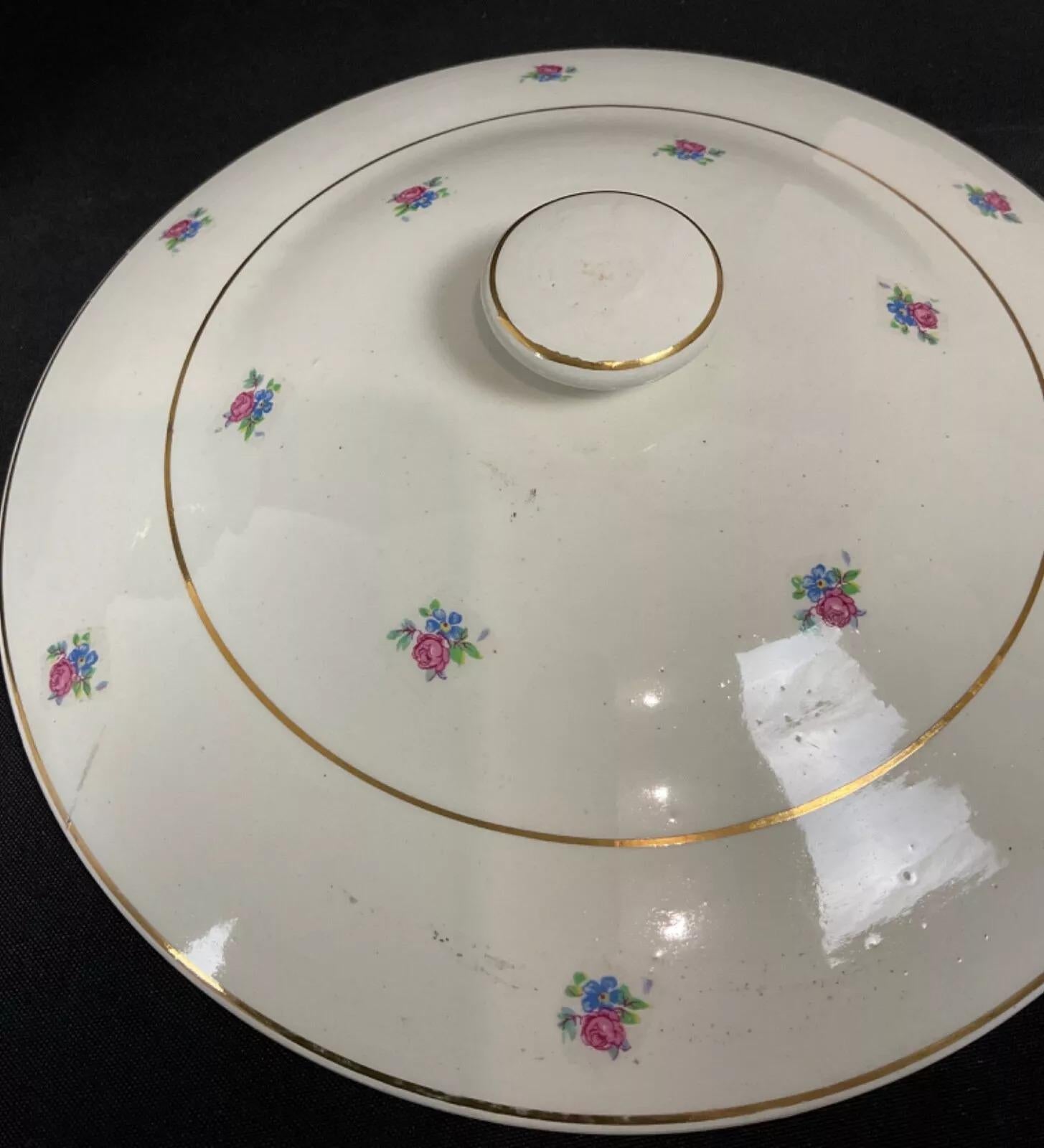Vintage Luneville Suppenterrine mit Blumendekoration - Made in France - 2Y468 im Angebot 4