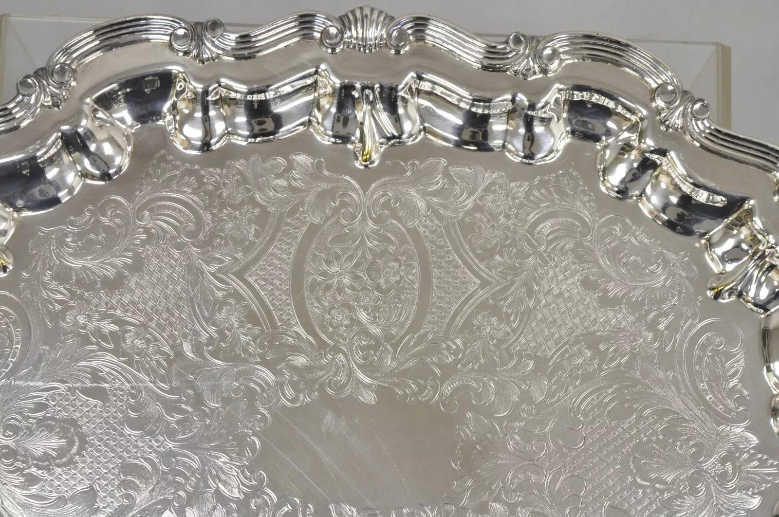 Bandeja de servicio con dos asas ornamentadas de estilo barroco vintage Lunt Silver Desconocido en venta