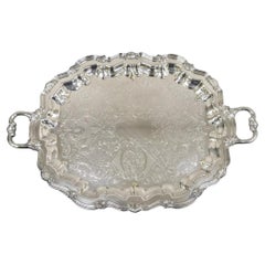 Vintage Lunt Barock Stil versilbert verzierten Twin Handle Servierplatte Tablett