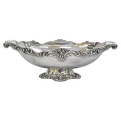 Vintage Lunt Victorian Silver Plated Oval Pedestal Base Rose Pattern Fruit Bowl