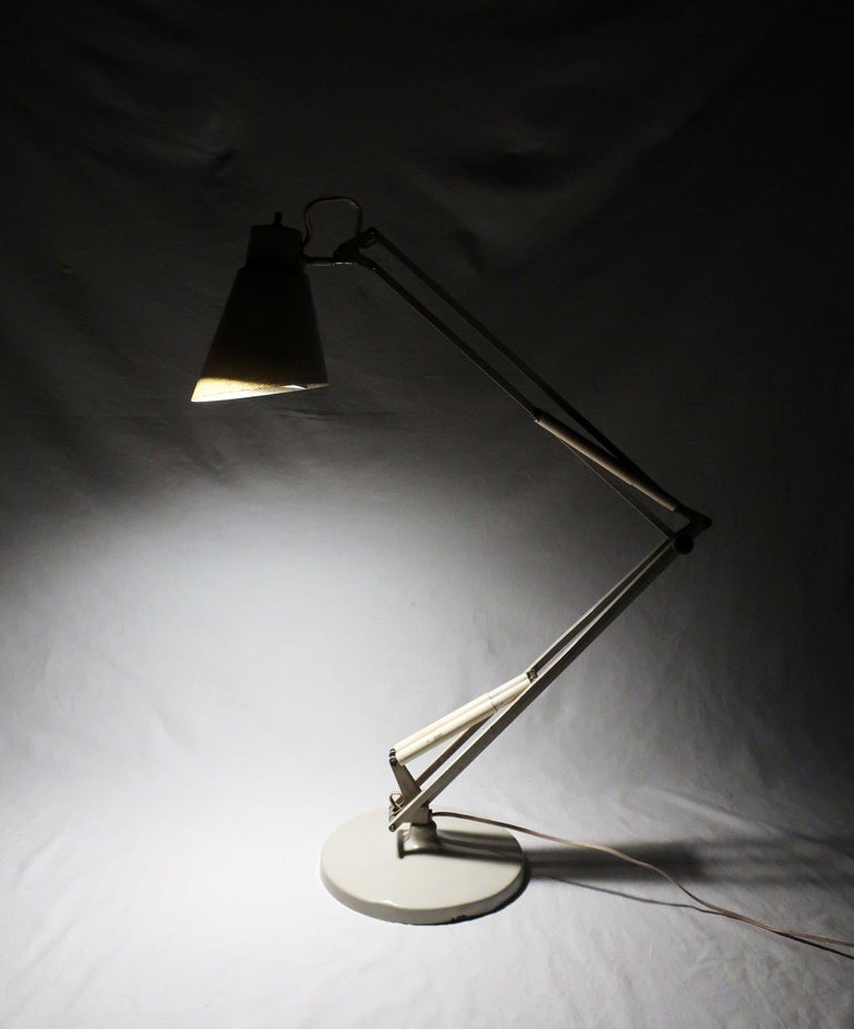 Vintage Luxo White Drafting Lamp with Fiberglass Shade at 1stDibs